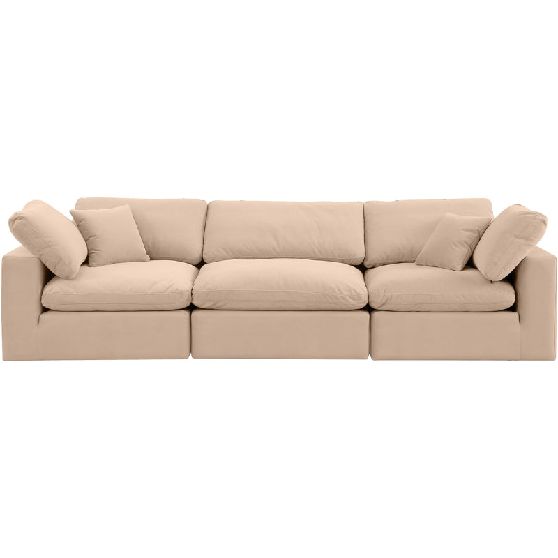 Meridian Comfy Beige Velvet Modular Sofa IMAGE 4