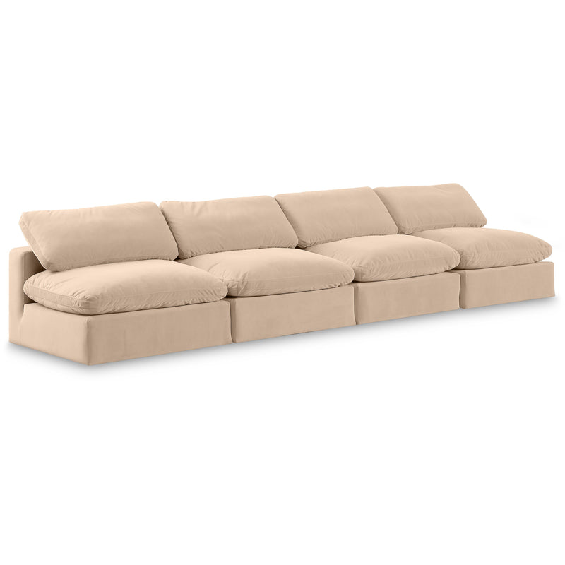 Meridian Comfy Beige Velvet Modular Sofa IMAGE 1