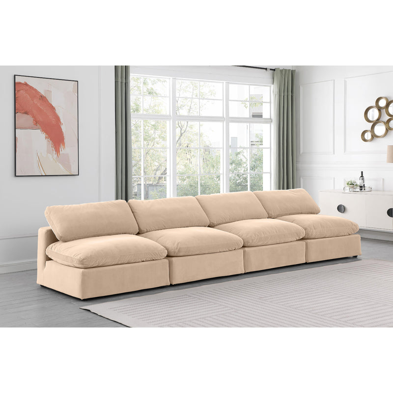 Meridian Comfy Beige Velvet Modular Sofa IMAGE 2