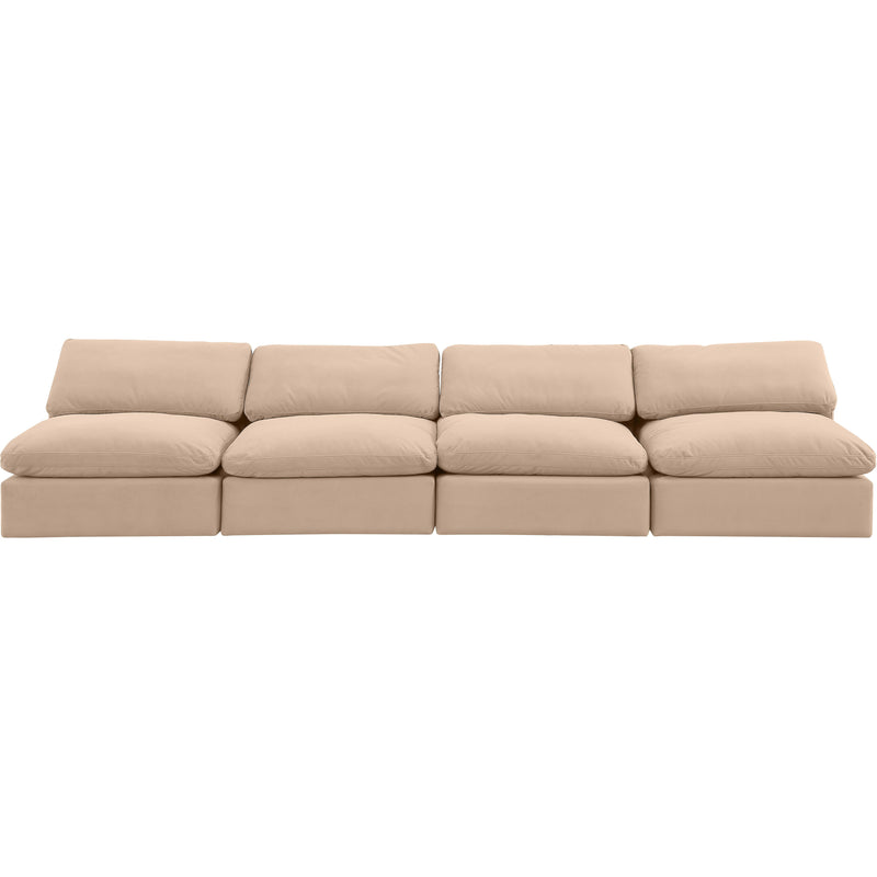 Meridian Comfy Beige Velvet Modular Sofa IMAGE 4