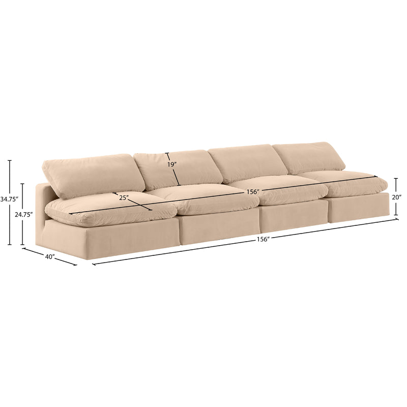 Meridian Comfy Beige Velvet Modular Sofa IMAGE 9