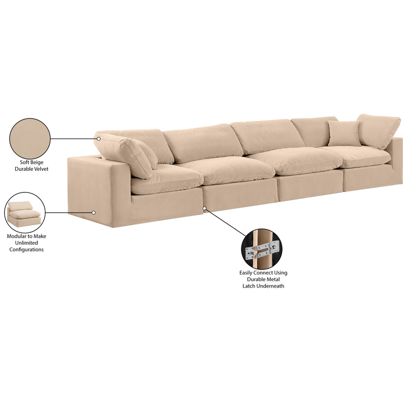 Meridian Comfy Beige Velvet Modular Sofa IMAGE 11