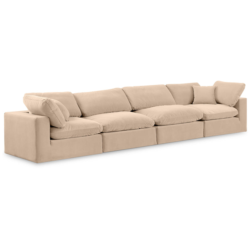 Meridian Comfy Beige Velvet Modular Sofa IMAGE 1