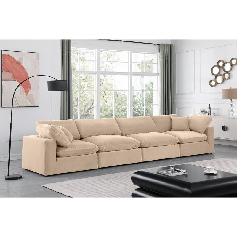 Meridian Comfy Beige Velvet Modular Sofa IMAGE 2
