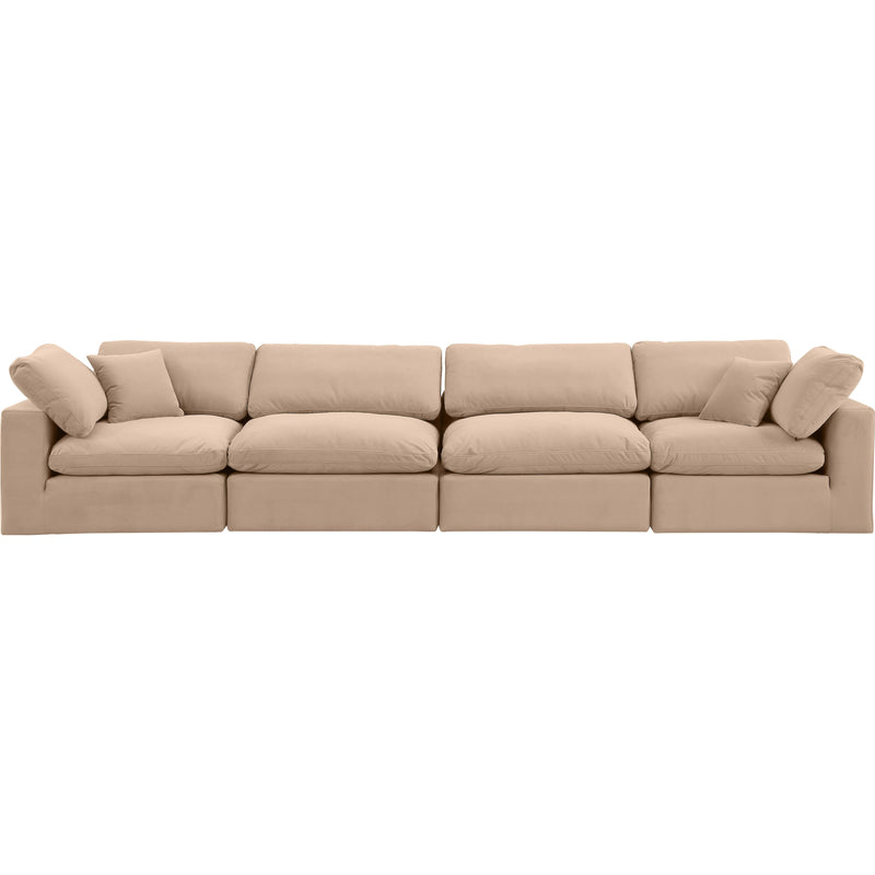 Meridian Comfy Beige Velvet Modular Sofa IMAGE 4