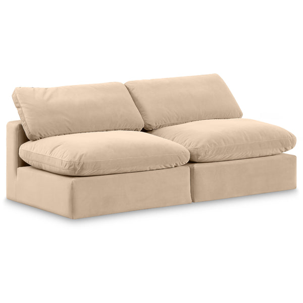 Meridian Comfy Beige Velvet Modular Sofa IMAGE 1