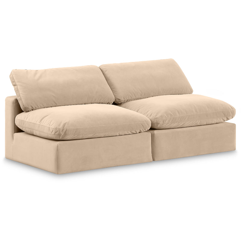Meridian Comfy Beige Velvet Modular Sofa IMAGE 1