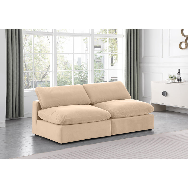 Meridian Comfy Beige Velvet Modular Sofa IMAGE 2