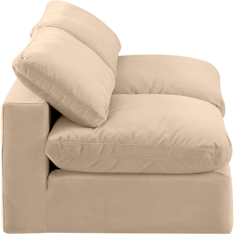 Meridian Comfy Beige Velvet Modular Sofa IMAGE 5