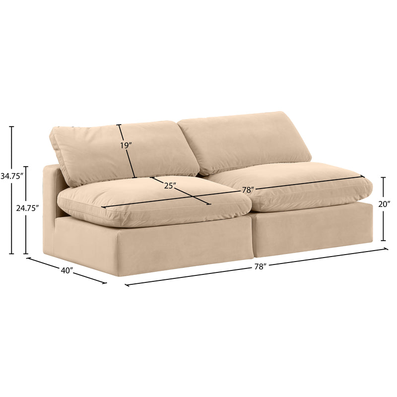 Meridian Comfy Beige Velvet Modular Sofa IMAGE 9