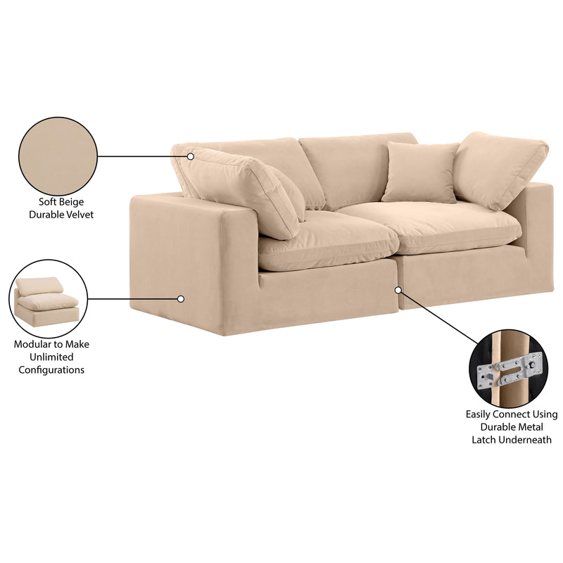 Meridian Comfy Beige Velvet Modular Sofa IMAGE 11