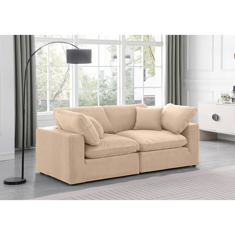 Meridian Comfy Beige Velvet Modular Sofa IMAGE 2