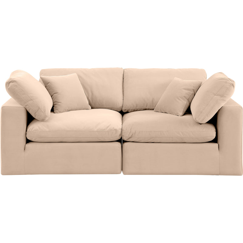 Meridian Comfy Beige Velvet Modular Sofa IMAGE 4