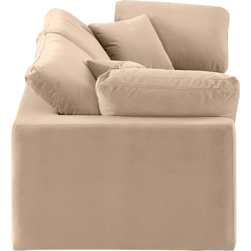 Meridian Comfy Beige Velvet Modular Sofa IMAGE 5