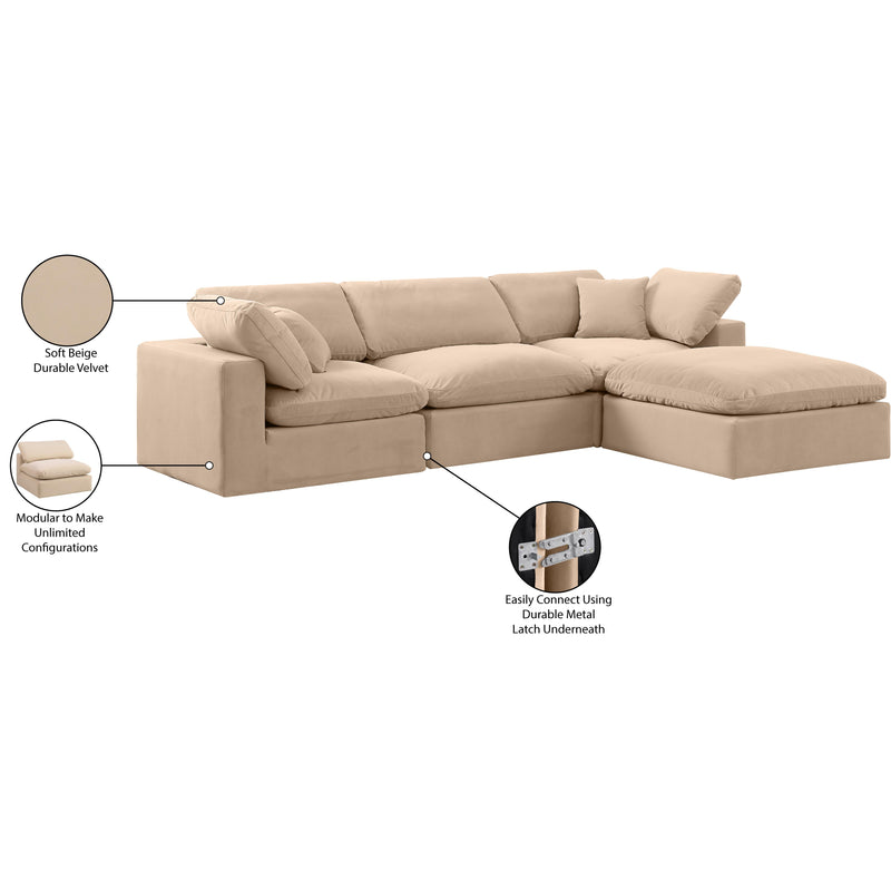 Meridian Comfy Beige Velvet Modular Sectional IMAGE 16