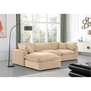Meridian Comfy Beige Velvet Modular Sectional IMAGE 4