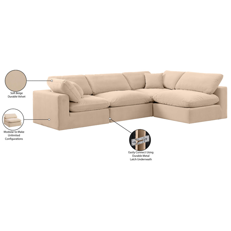 Meridian Comfy Beige Velvet Modular Sectional IMAGE 16