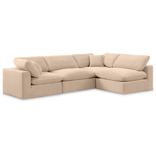 Meridian Comfy Beige Velvet Modular Sectional IMAGE 1