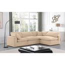 Meridian Comfy Beige Velvet Modular Sectional IMAGE 3