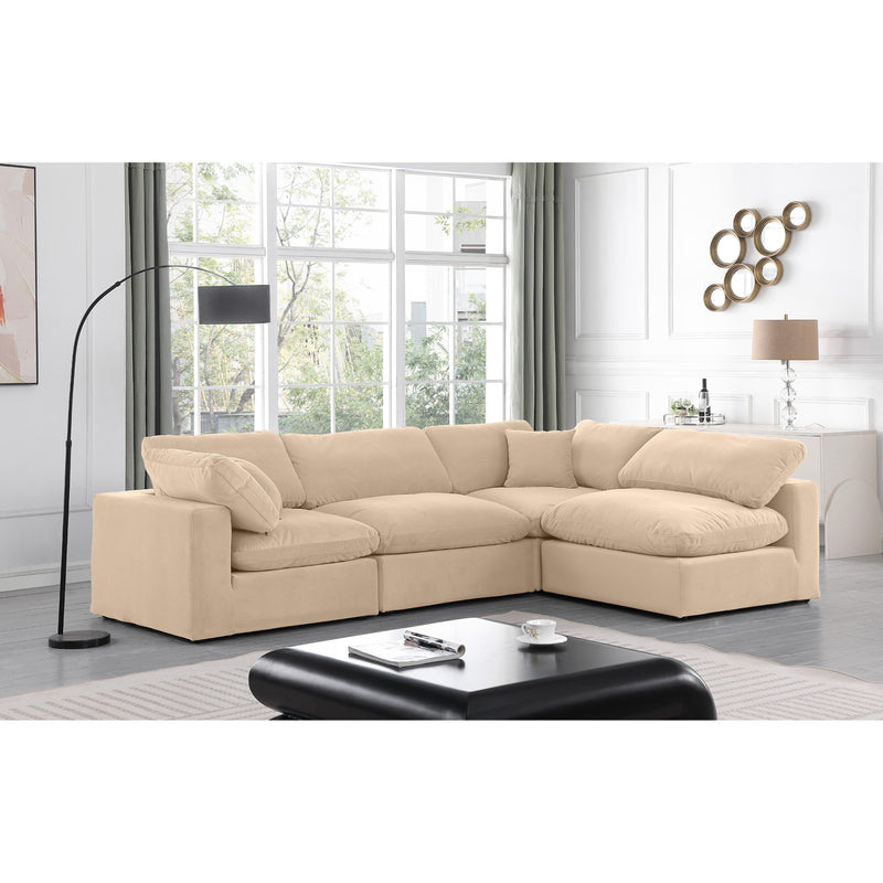 Meridian Comfy Beige Velvet Modular Sectional IMAGE 3