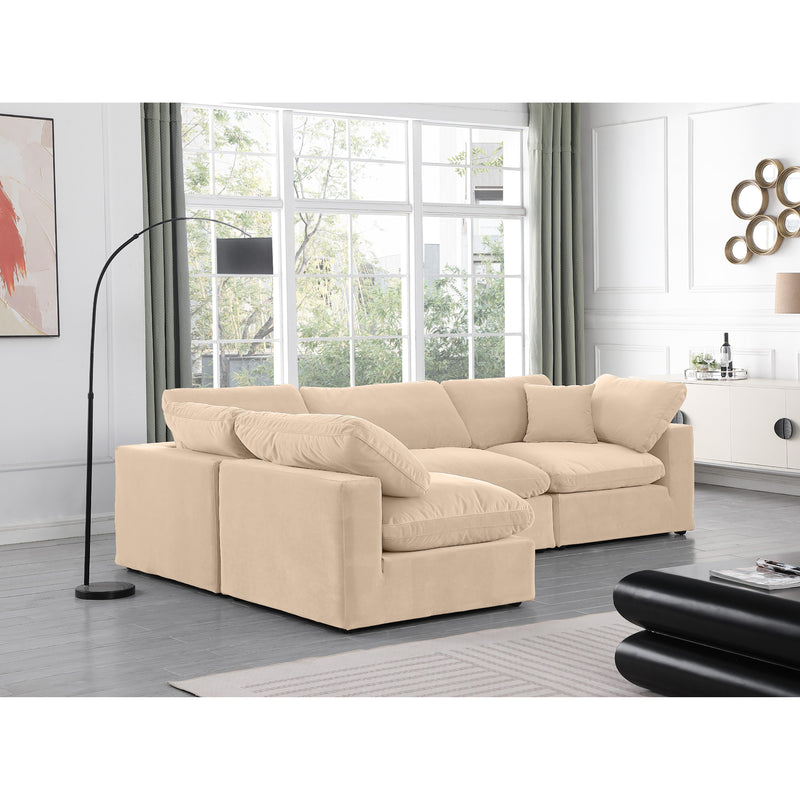 Meridian Comfy Beige Velvet Modular Sectional IMAGE 4