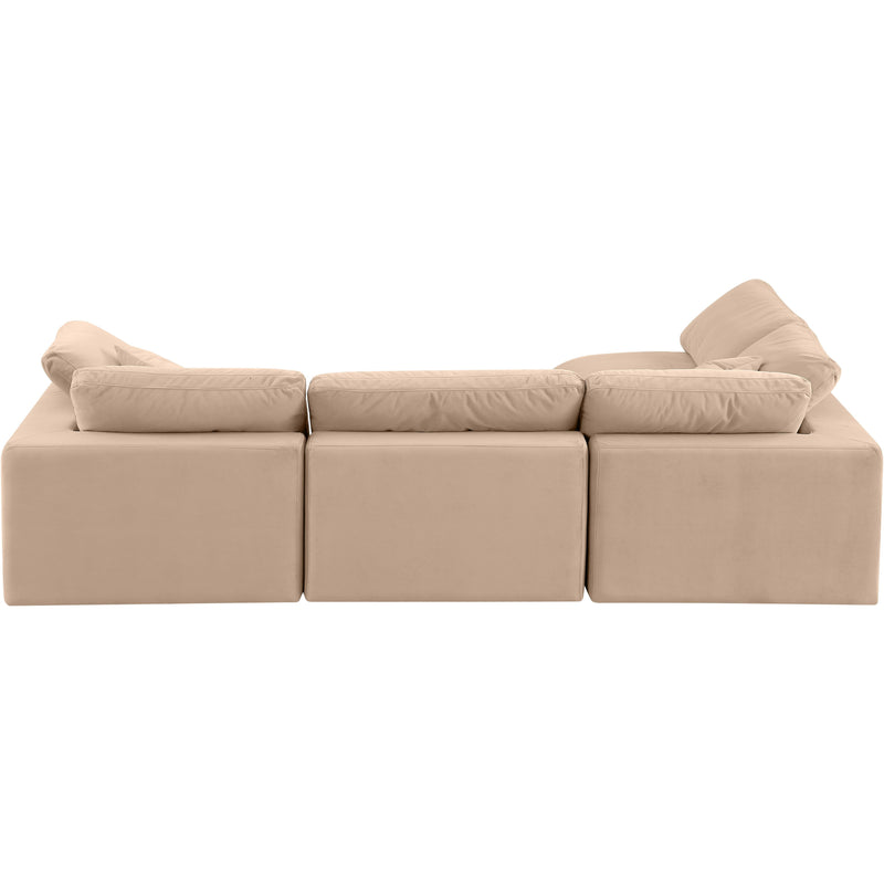 Meridian Comfy Beige Velvet Modular Sectional IMAGE 6