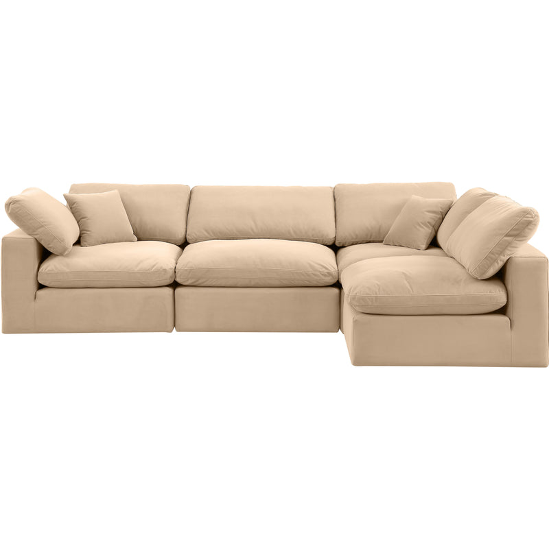 Meridian Comfy Beige Velvet Modular Sectional IMAGE 8