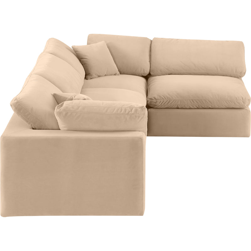 Meridian Comfy Beige Velvet Modular Sectional IMAGE 9