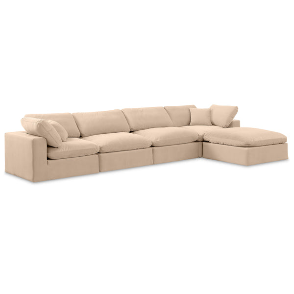 Meridian Comfy Beige Velvet Modular Sectional IMAGE 1