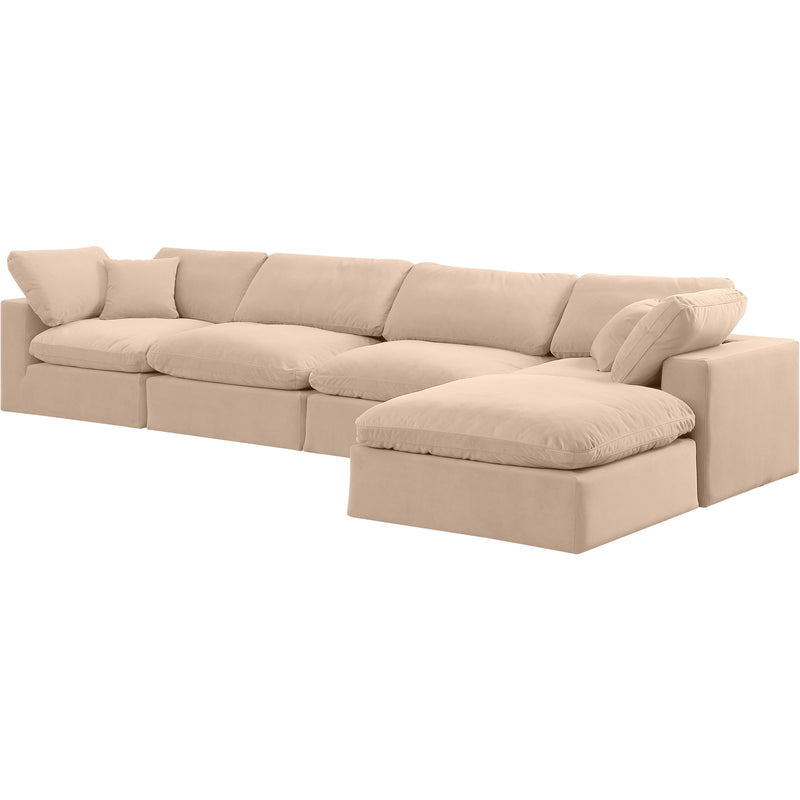 Meridian Comfy Beige Velvet Modular Sectional IMAGE 2
