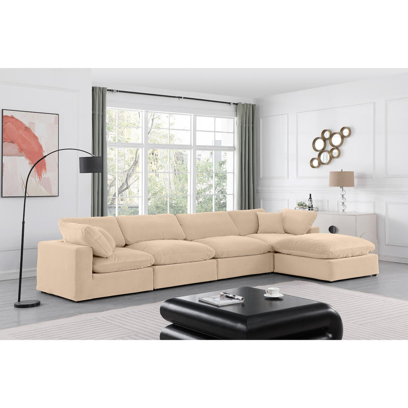 Meridian Comfy Beige Velvet Modular Sectional IMAGE 3