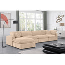 Meridian Comfy Beige Velvet Modular Sectional IMAGE 4