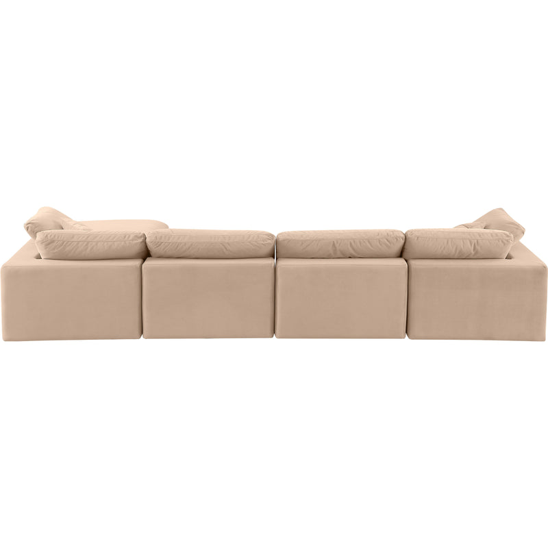 Meridian Comfy Beige Velvet Modular Sectional IMAGE 5
