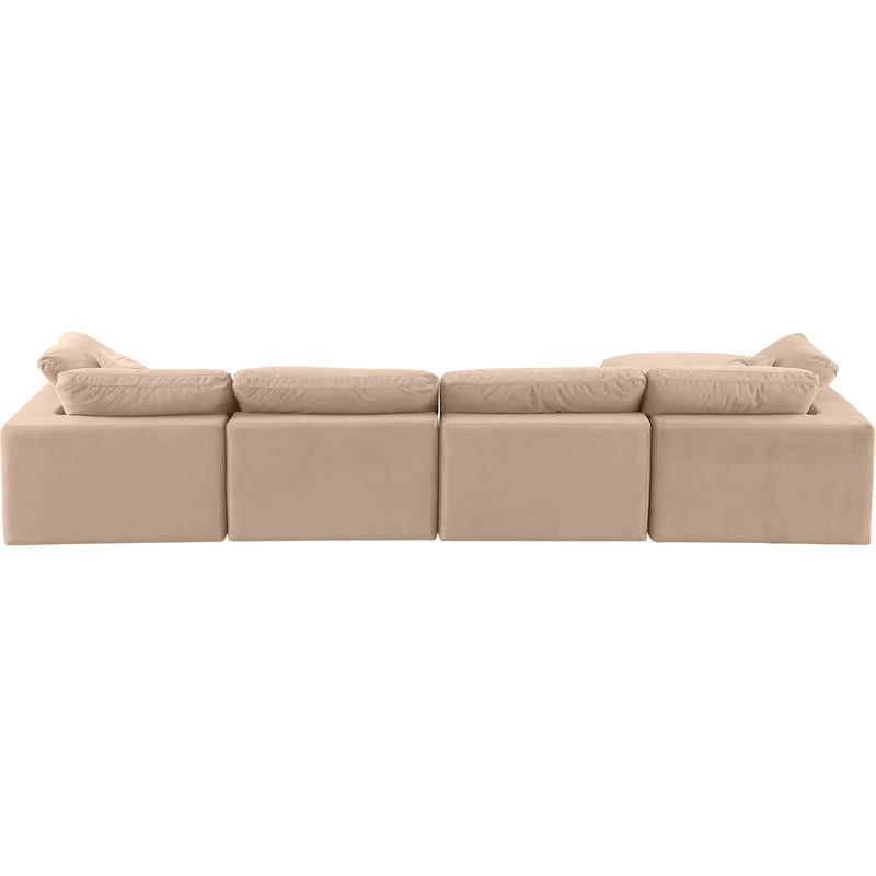 Meridian Comfy Beige Velvet Modular Sectional IMAGE 6