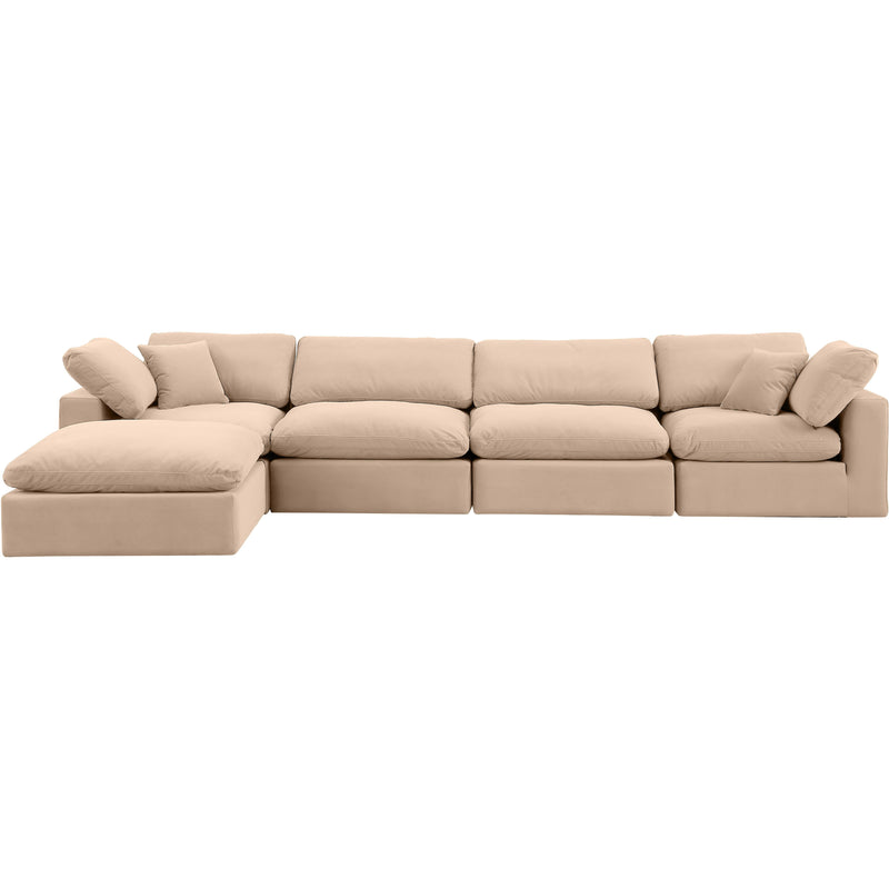 Meridian Comfy Beige Velvet Modular Sectional IMAGE 7