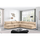 Meridian Comfy Beige Velvet Modular Sectional IMAGE 2