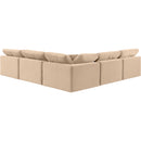 Meridian Comfy Beige Velvet Modular Sectional IMAGE 3