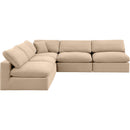 Meridian Comfy Beige Velvet Modular Sectional IMAGE 5