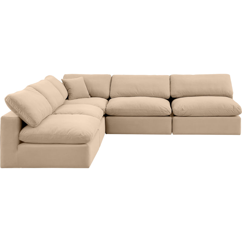 Meridian Comfy Beige Velvet Modular Sectional IMAGE 5