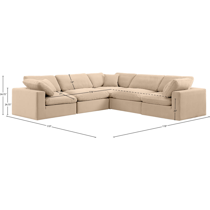 Meridian Comfy Beige Velvet Modular Sectional IMAGE 10