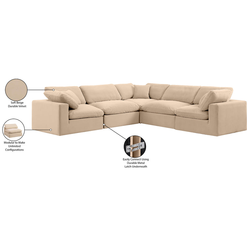 Meridian Comfy Beige Velvet Modular Sectional IMAGE 11
