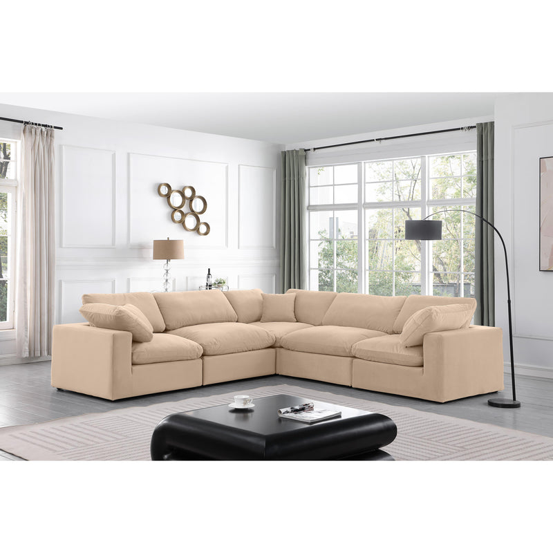 Meridian Comfy Beige Velvet Modular Sectional IMAGE 2