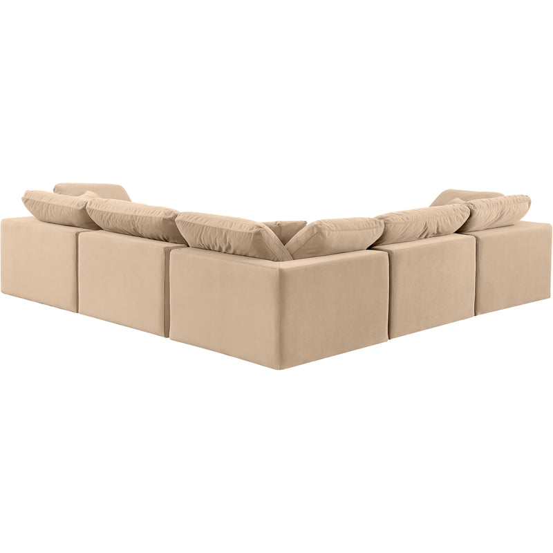 Meridian Comfy Beige Velvet Modular Sectional IMAGE 3