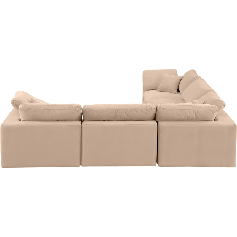 Meridian Comfy Beige Velvet Modular Sectional IMAGE 4
