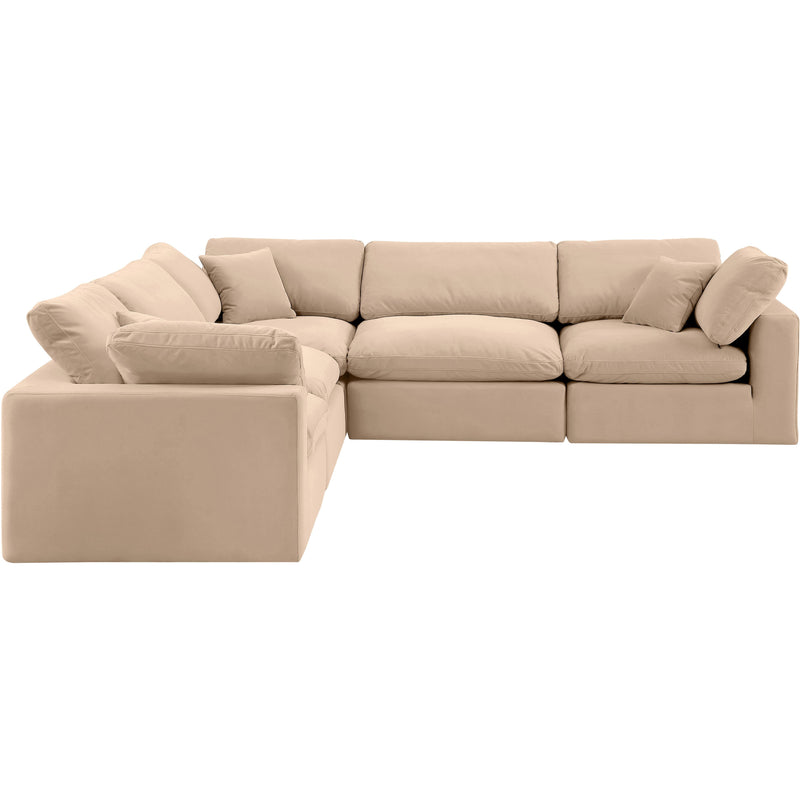 Meridian Comfy Beige Velvet Modular Sectional IMAGE 5