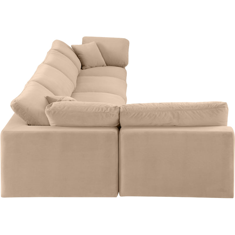 Meridian Comfy Beige Velvet Modular Sectional IMAGE 10