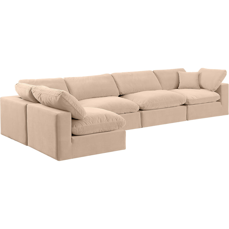 Meridian Comfy Beige Velvet Modular Sectional IMAGE 2