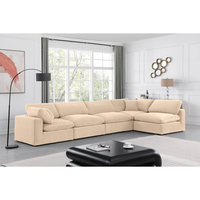 Meridian Comfy Beige Velvet Modular Sectional IMAGE 3
