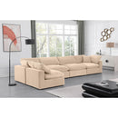 Meridian Comfy Beige Velvet Modular Sectional IMAGE 4