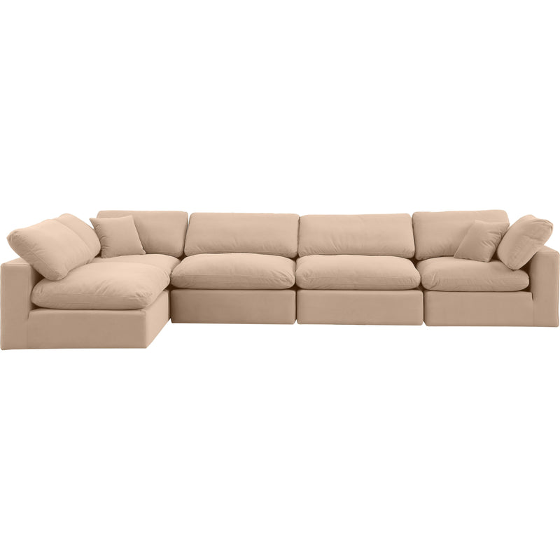 Meridian Comfy Beige Velvet Modular Sectional IMAGE 7